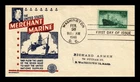DR JIM STAMPS US COVER WWII MERCHANT MARINE FDC THERMOGRAPHED SMARTCRAFT