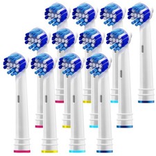Replacement Toothbrush Heads 1 Count Pack of 12 , White, Blue, Yellow, Red