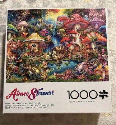 Buffalo Games 1000Pc Aimee Stewart Puzzle Merry Mushroom Village Picnic Fantasy 