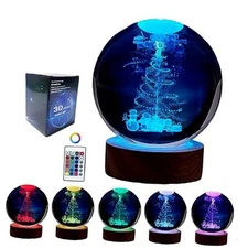 Christmas Crystal Ball lamp,3.15 inch K9 3D Christmas Tree Night Light with G
