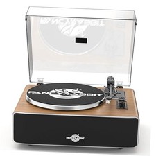 Walnut Bluetooth Record Player with Speakers - High-Fidelity Turntable