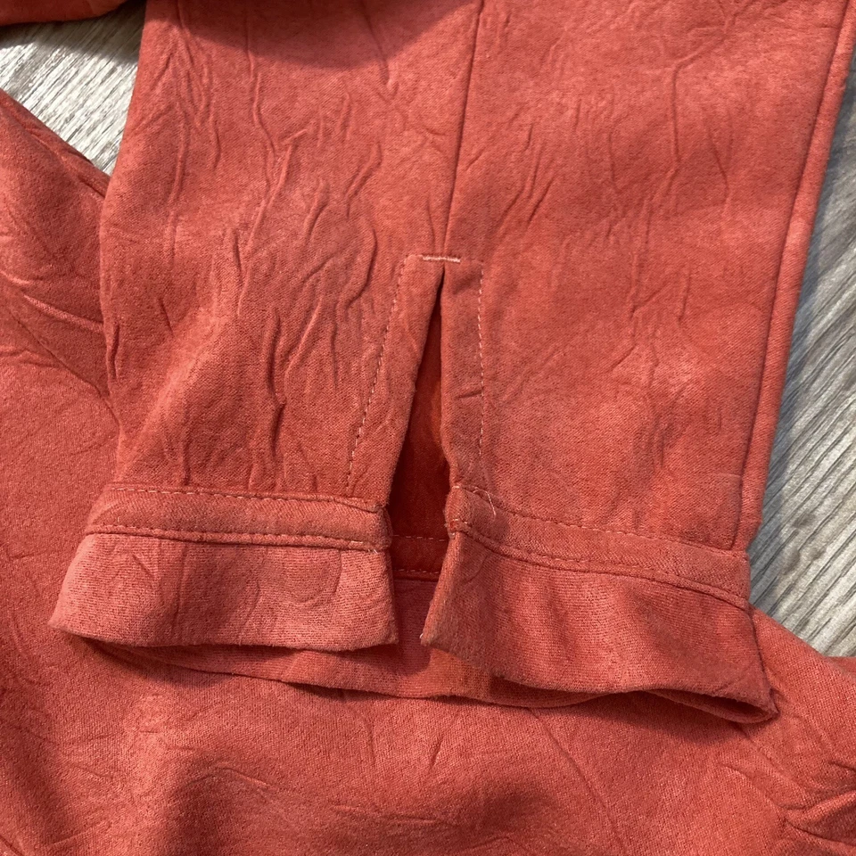 Chico's Women’s Size 2 Faux Suede Jacket Blazer Ruffles Pink Long Sleeve - Image 4 of 4