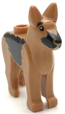 Lego New Medium Nougat Dog Alsatian German Shepherd w/ Black Eyes Part