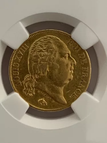 France ~ 1818W ~ 20 Francs ~ Gold ~ KM# 712.9 / F.519/14 ~ NGC Certified ~ AU 55