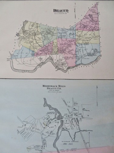 Dracut Merrimack Middlesex County Massachusetts 1875 F.W. Beers detailed map - Picture 4 of 6