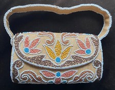 Delightful Vintage Saks Fifth Avenue Beaded Raffia Purse, France