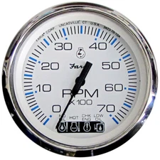 ​Faria Beede Chesapeake White SS 4" Tachometer w/Systemcheck-7000 RPM