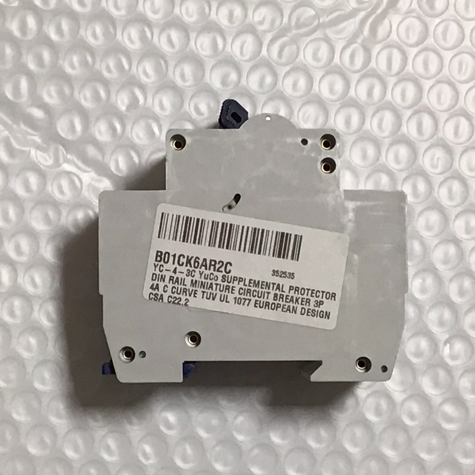 YuCo YC-4-3C 4A 3P C CURVE 480V DIN RAIL MOUNT UL1077 CIRCUIT BREAKER