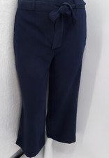LOFT NAVY BLUE CROP WIDE LEGS BELTED WAIST PANTS CULOTTES SIZE: 10 NWT