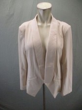 NWT Sucolan Size L Womens Beige Lapel Pocket Open Front Formal Soft Blazer 677