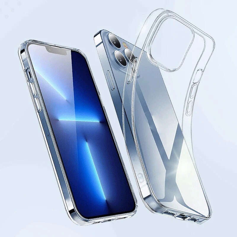 Transparent thin Phone Case For iPhone 14 Soft TPU Back Cover Holder