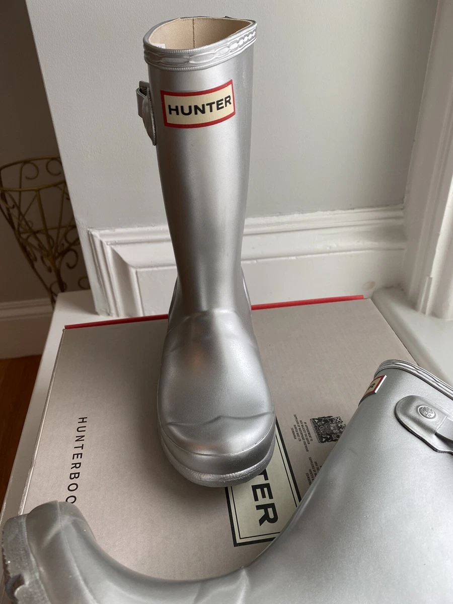 Hunter Boys Girls Original Metal Silver Rain Boots Size 11 New eBay