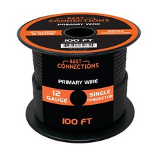 12 Gauge Car Audio Primary Wire 100ft  Black   Remote, Power/Ground Electrical