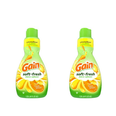 2 Bottles Gain Fresh Splash Soft Fresh Fabric Softener 48 Loads 41 fl oz Liquid