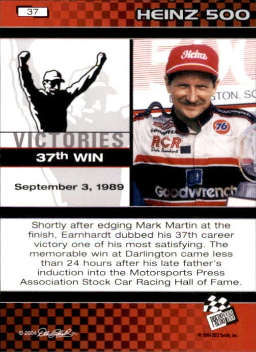 Dale Earnhardt 2004 Press Pass The Legacy Victories Card #37 - Image 2 of 2