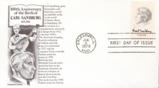 1978 FDC - Scott# 1731 - Carl Sandburg - Aristrocrats Cachet  UA