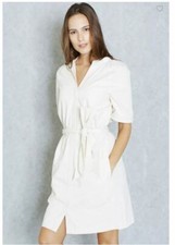 MANGO Belted Mini Dress Ivory UK 8 LN011 CC 10