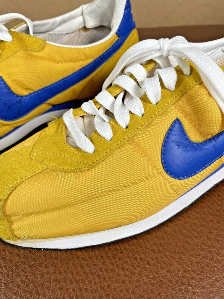 VINTAGE NIKE 302473 741 GOLD BLUE SWOOSH WAFFLE RUNNER MENS