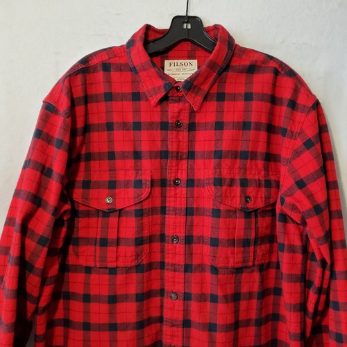 CC Filson Shirt Men's XL Red Plaid Heavy Duty Flannel Button Down - 第 2/12 張圖片