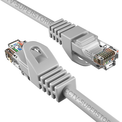 50FT Cat5e Ethernet Cable RJ45 UTP LAN Patch Cord Gaming Xbox PS4 PC CAT5 Grey