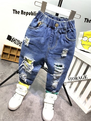 Kids Boys Jeans Fashion Clothes Ripped pants Denim Clothing Children Popular 