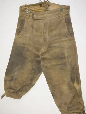 70/80er Vintage sehr dicke Lederhose Elch- oder Hirschleder Kniebund grau Gr.46 - Bild 1 von 4