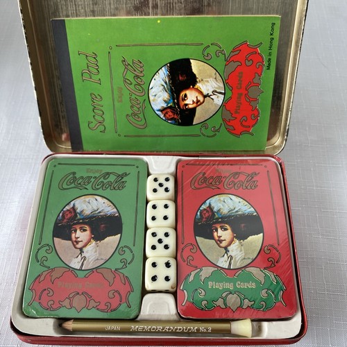 Vintage Coca Cola Victorian Lady 2 Decks Spielkarten in Sammlerdose Coke - Bild 2 von 4