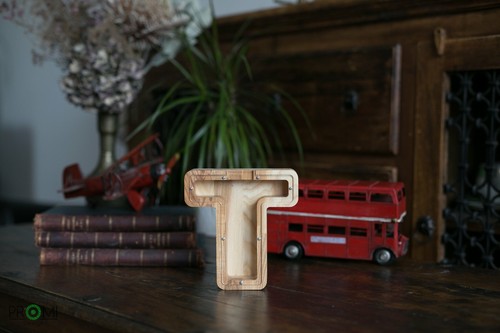 Wood Letter Piggy Bank Handmade Personalized Money Box Wood Coin Saving Medium - Picture 25 of 29