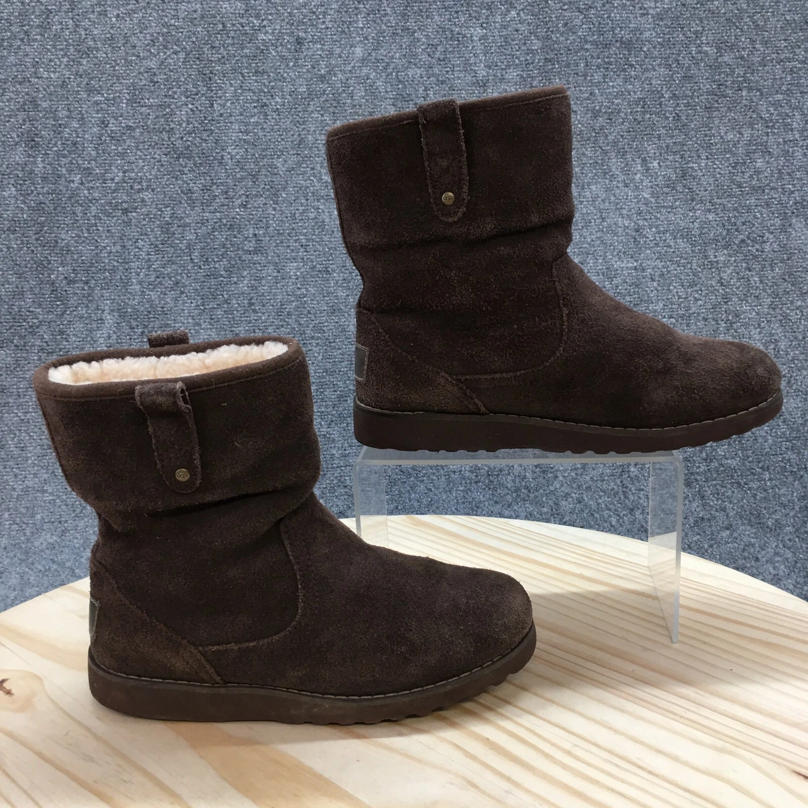 Stivali UGG giovani 3 caviglie invernali ballerine casual 1003166K pelle scamosciata marrone pull on