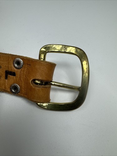 Braided Soft Leather Waist Belt Size L Tan Brown Brass Buckle Hand Made Mexico - Picture 6 of 6