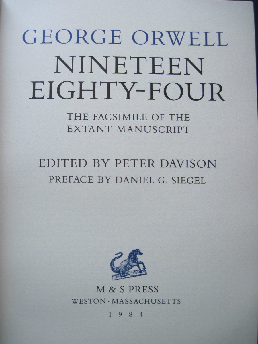 NINETEEN EIGHTY-FOUR - GEORGE ORWELL - MANUSCRIPT FACSIMILE 55