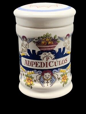 Royal Goedewaagen Delft Polychrome Colonial Williamsburg Apothecary Jar  with Lid