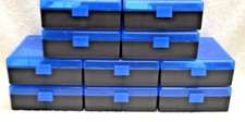 10 x BERRY'S PLASTIC AMMO BOX, BLUE/BLACK 100 Round 357/38 -