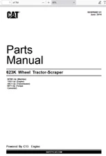 CAT Caterpillar 623K Wheel Tractor Scraper WTM1-Up Parts Catalog Manual PDF USB