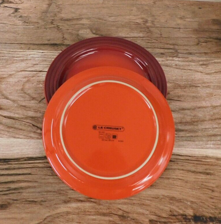 Le Creuset Stoneware 8.5-Inch Salad Plates Set of 4, Cerise Red - NEW