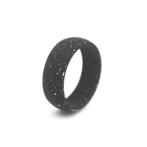 White/Black Speckled Silicone Wedding Ring Men & Women Sports Rugby Gym Yoga - Picture 10 of 11