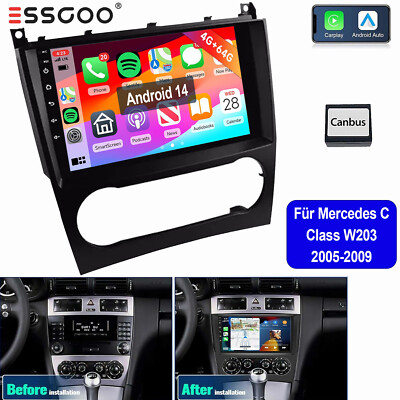 4+64G Android 14 Autoradio Navi für Mercedes-Benz CLC-Klasse W203 C180 2005-2009