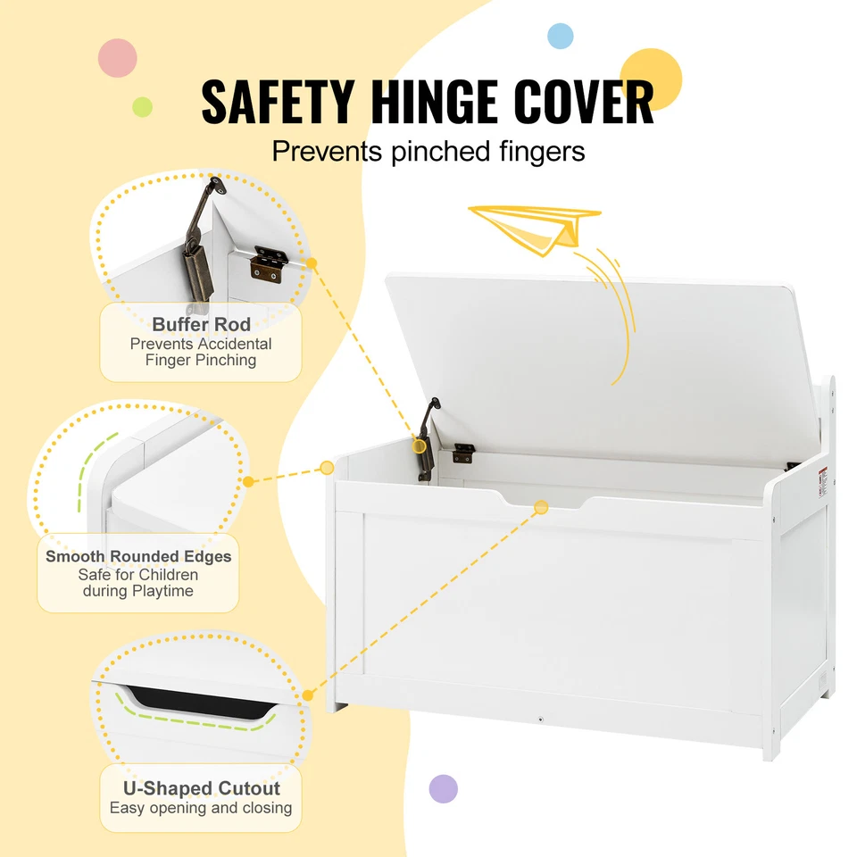 VEVOR Coffre à Jouets Boîte de Rangement pour Enfants en Bois 83x45,5x60,9 cm - Photo 4/4