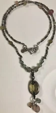 SILPADA STERLING SILVER MULTI COLORED BEADED DROP PENDANT 16” NECKLACE (C241)