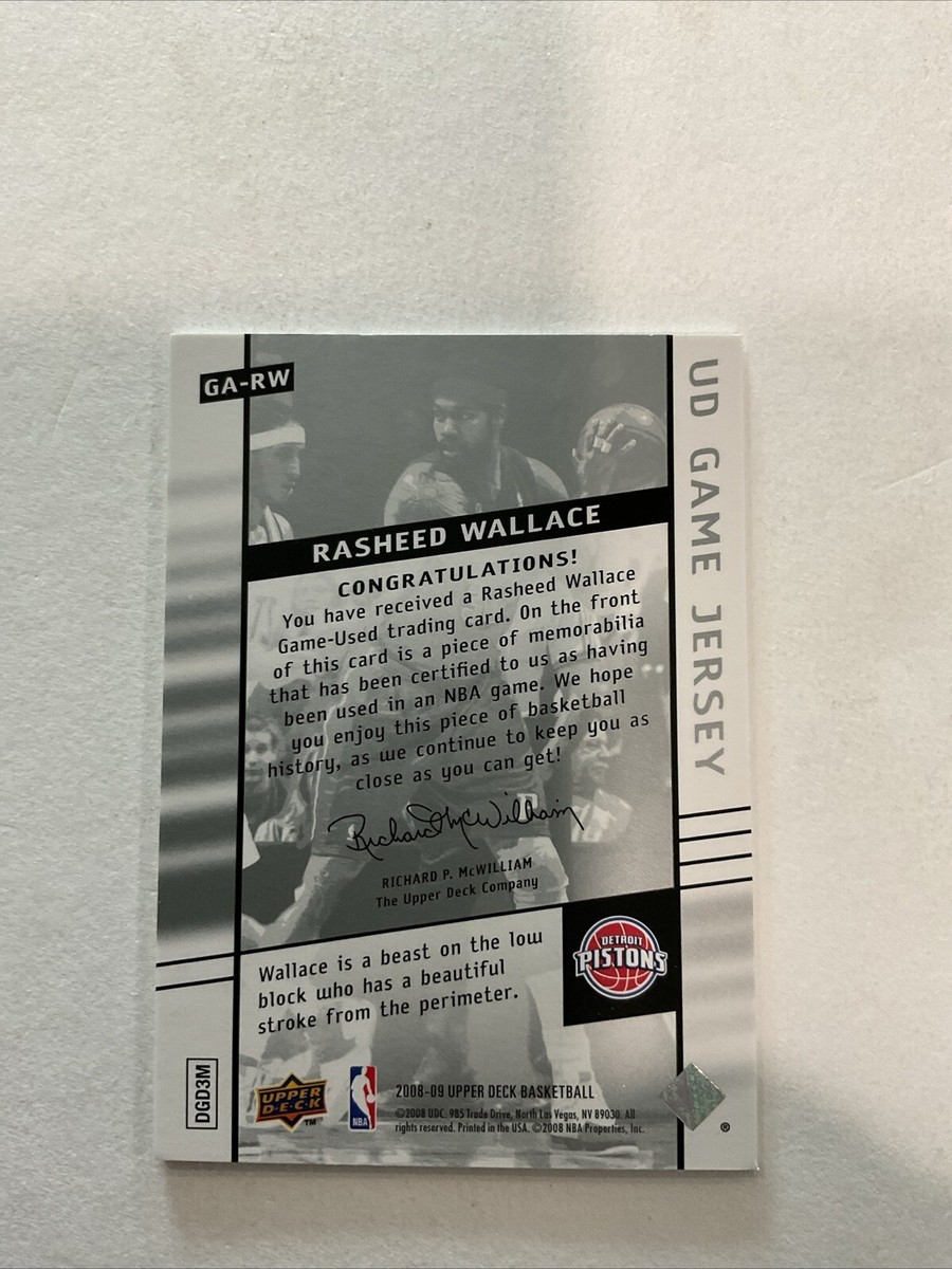 2008-09 Upper Deck Basketball Rasheed Wallace Game Used