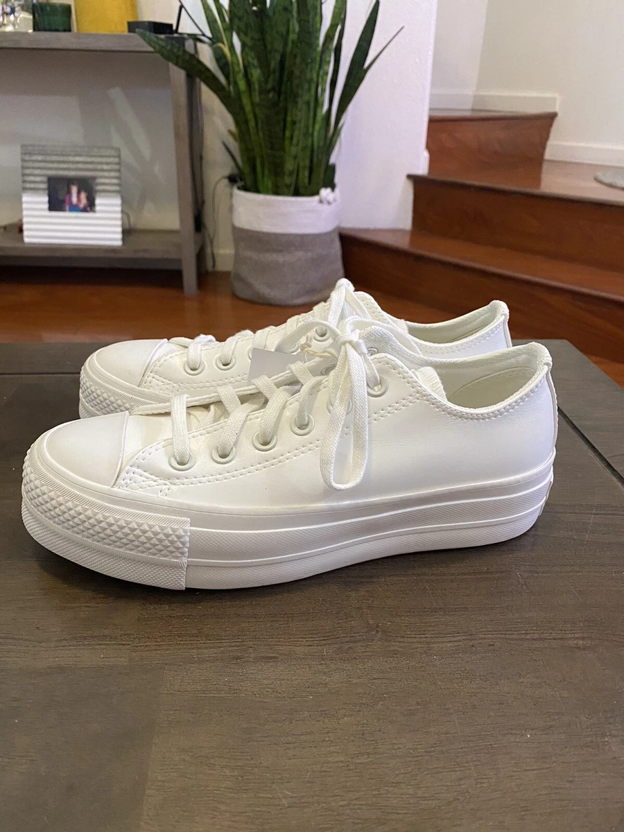 Converse platform hot sale white leather