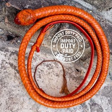 Dark Tan Kangaroo Leather Snake Whip, 3ft to 16ft, Shot Loaded Professional Whip