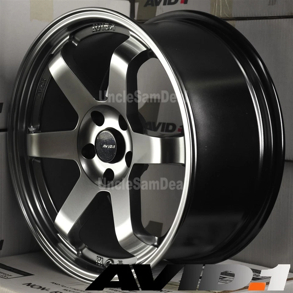 JUEGO DE 4 RUEDAS DEPORTIVAS 18" 18X8 5X114.3 +35 AVID.1 AV-06 HYPER BLACK 6 RADIOS Foto 2 de 4
