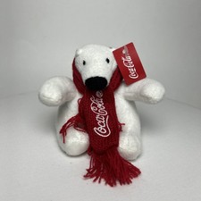 NWT Coca Cola Coke Mini Plush Polar Bear w/ Holiday Red Scarf 4 Stuffed Animal