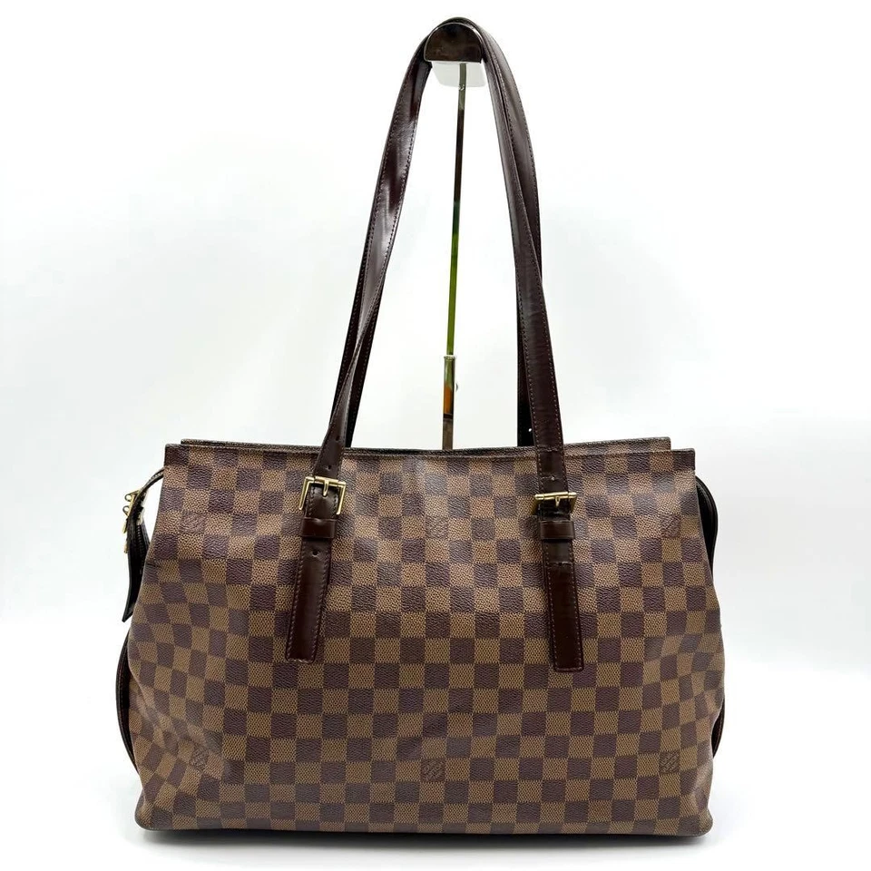 Certified Louis Vuitton Damier Ebene Tote Bag Chelsea Shoulder Bag Classic From - Image 2 of 4