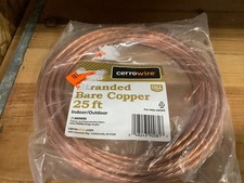Cerrowire 25ft 6 Gauge Stranded Bare Copper Grounding Wire Indoor/Outdoor
