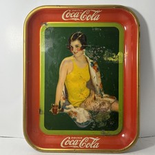 Vintage Original 1929 Coca Cola Serving Tray "Bathing Beauty Swimsuit Girl" on The Hot Collector
