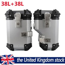 Pair 38L+38L Motorcycle Hard Trunk Saddlebags Saddle Bags Side Box Universal UK