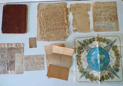 Mid Century Recipe Book Texas Ephemera Handwritten & Clippings with Linen Napkin