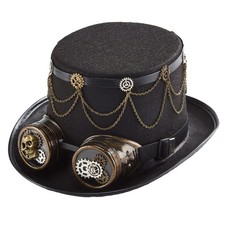 Steampunk Top Hat with Goggles Leather Rope Halloween Hat Stage Performance Hat
